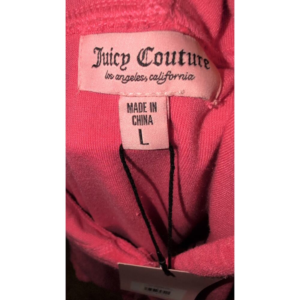 Juicy Couture Terry Cloth Zip-Up Hoodie Hot Pink NWT Size Large (Short Sleeve) - Picture 3 of 4